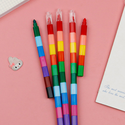Creative building blocks coloring crayons painting brushes 12 color crayons oil pastels color pens colored student stationery prizes