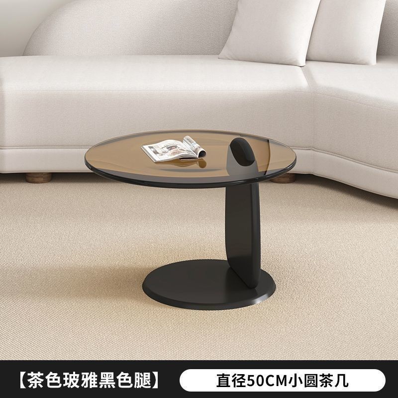 钢化玻璃茶几客厅家用圆形组合北欧网红风轻奢意式极简茶桌小户型|undefined