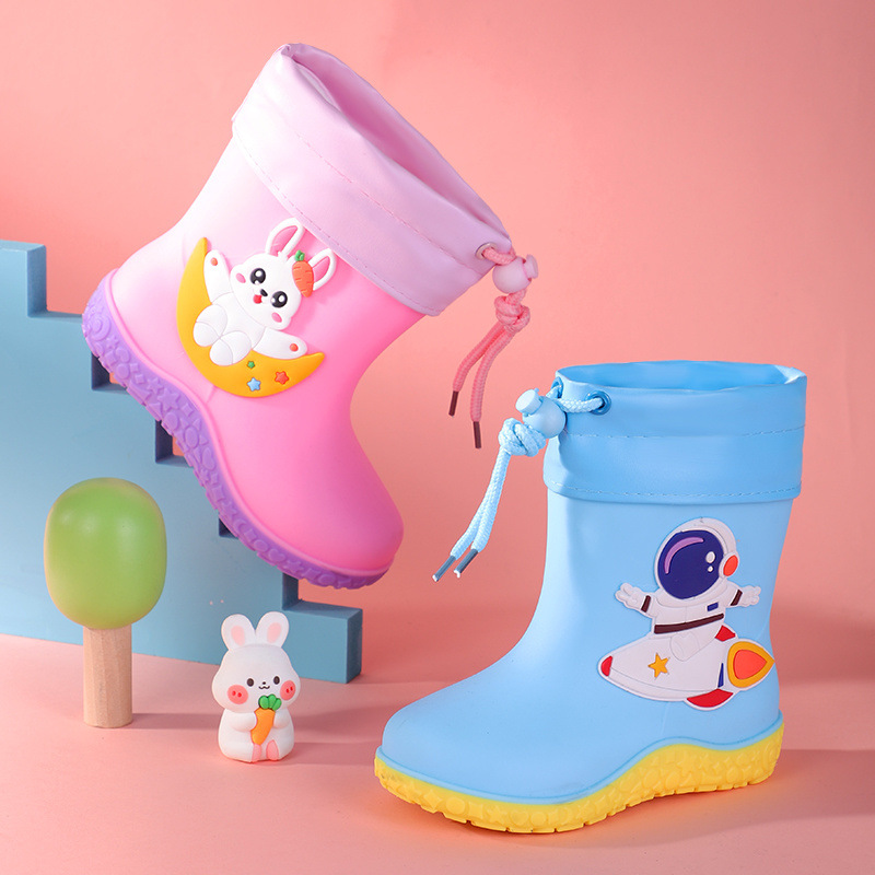 Super Soft Children's Rain Boots Neutral Kids Raincoat Non-Slip Children's Rain Shoes Children's Water Shoes Men's Women's Waterproof Cartoon E18