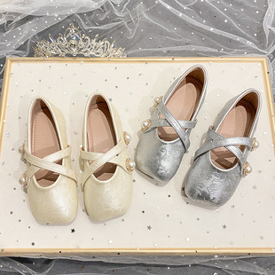 Girls' Hanfu Shoes 2024 New Spring and Autumn New Chinese Style National Style Girls' Shoes Soft-soled Princess Shoes Children's Leather Shoes