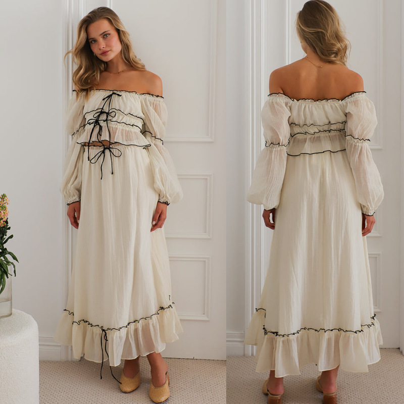 Täglich Frau Temperament Pendler Pendler Wind Einfarbig Fee Falten Polyester Freizeit Anzug Rock-Sets display picture 1