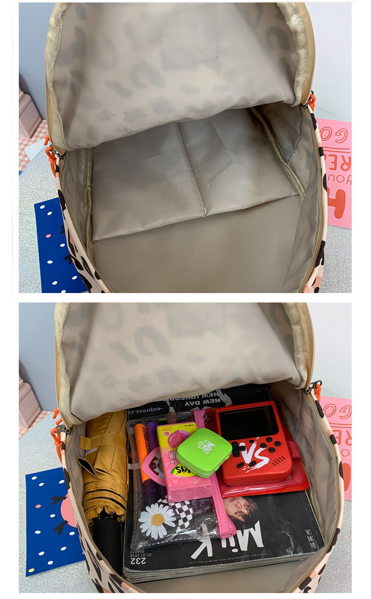 Korean leopard print backpack allmatch light travel small backpackpicture19