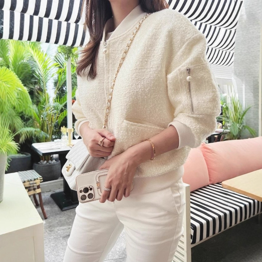 Tweed Style Tweed Jacket, Wool, Korean Style Chic, Simple Women's Spring & Fall, Light and Mature Fashion