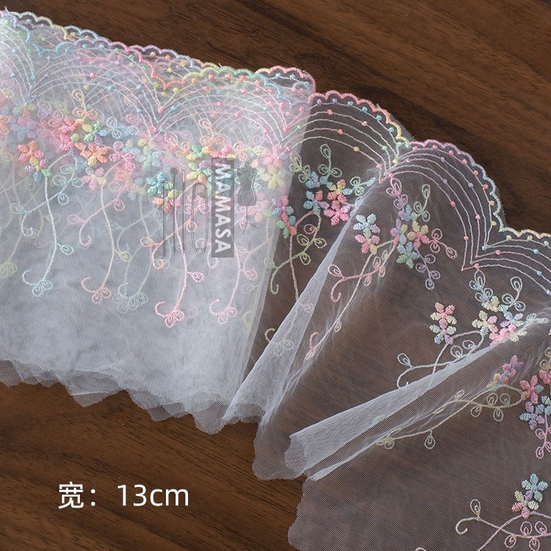 Dopamina sueño bordado de color hilo de malla encaje DIY hecha a mano lolita ropa tela accesorios para el cabello al por mayor