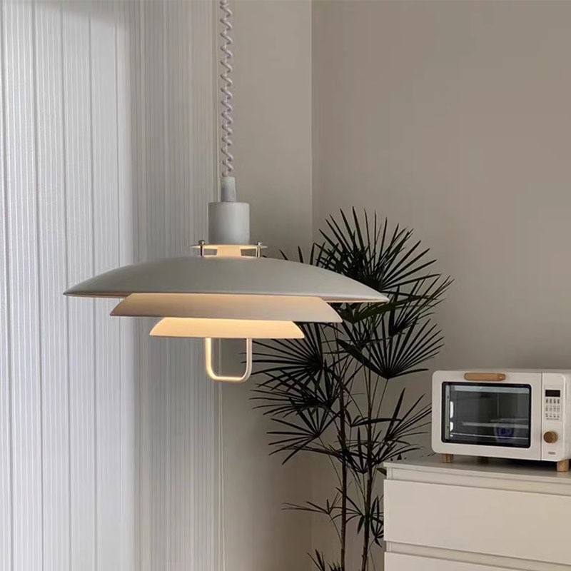小紅書可升降伸縮調節餐廳燈輕奢創意個性吧檯島台飛碟吊燈中山燈