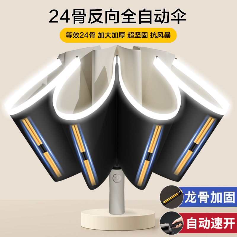 Paraguas plegable automático de gran tamaño con hebilla de anillo, paraguas de alta gama para hombre, lluvia o sol, paraguas para mochila para mujer