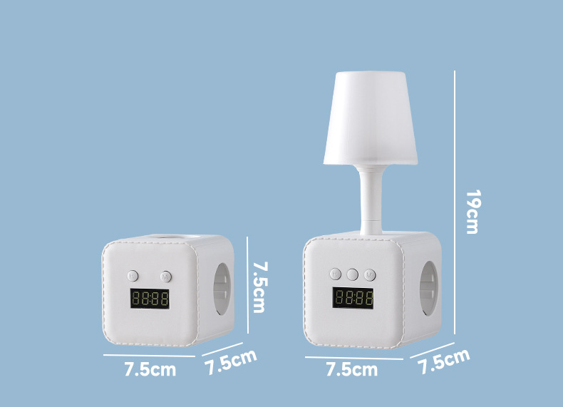 European Standard USB Cube Socket With Night Light/time Display/converter, Compact Multi-functional Power Strip For Home_voghion.com