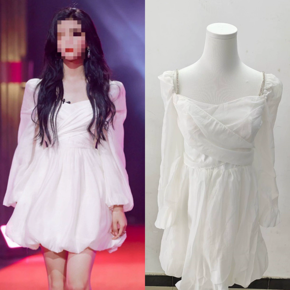 Побег принцессы Ян Чаокао Осень с длинными рукавами и ремешком с бантом Легкое и тонкое платье из органзы с цветком бутон для женщин