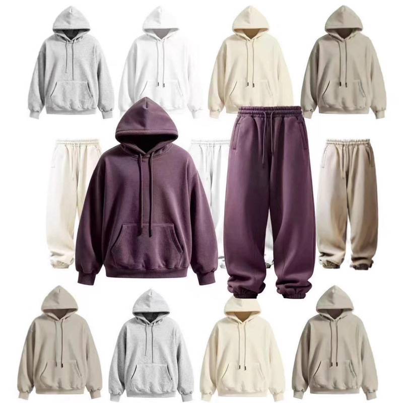 2025 New Thickeneded and Velvet Autumn and Winter Pure Color Casual Suit Loose Hooded Sweatshirt for Men and Women Same Style Trendy Brand Hoodie