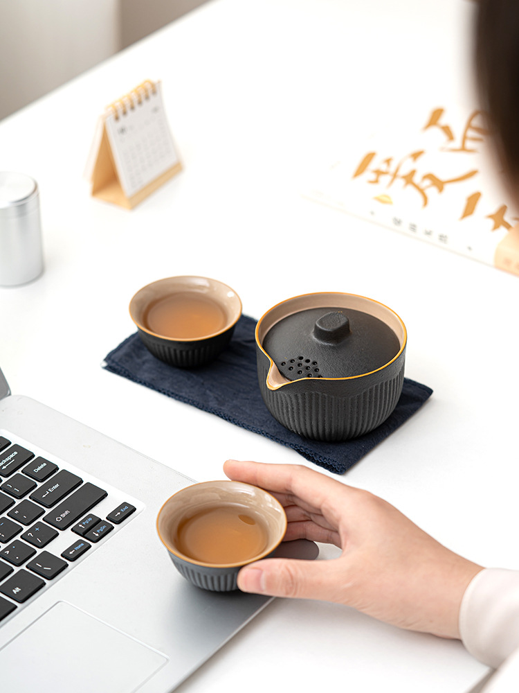 A5L謙航便攜式旅行茶具套裝隨身戶外泡茶壺小套裝陶瓷快客杯一壺