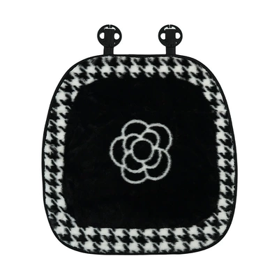 Winter Plush Car Cushion: Seat cushion, seat cover - rabbit-fur-houndstooth-edge-camellia-cushion-front-row-printed