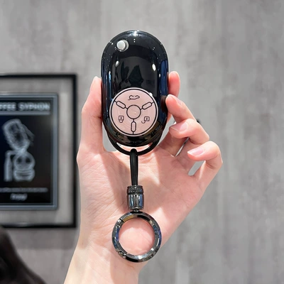 Suitable for 2024 new model FAW Bestune Pony key case, for Bestune Vitality Horse and Energy Horse female car key cover (Car key bag) - model-b-black-and-pink-case-gunmetal-ring