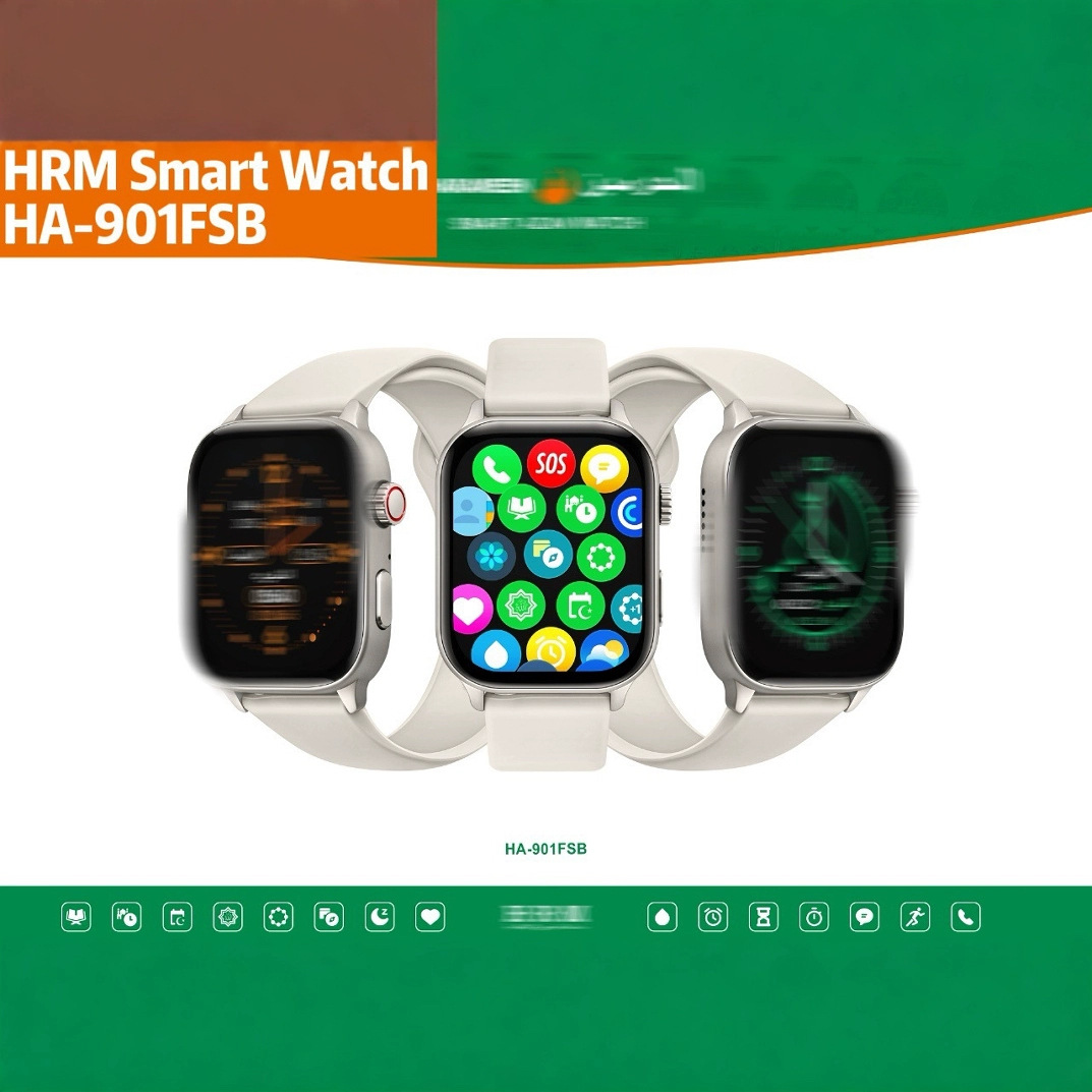 Cross-Border New Ha-901 Large Screen 2.1Inch Body Temperature Heart Rate Waterproof Alharmeen Bluetooth Smart Watch