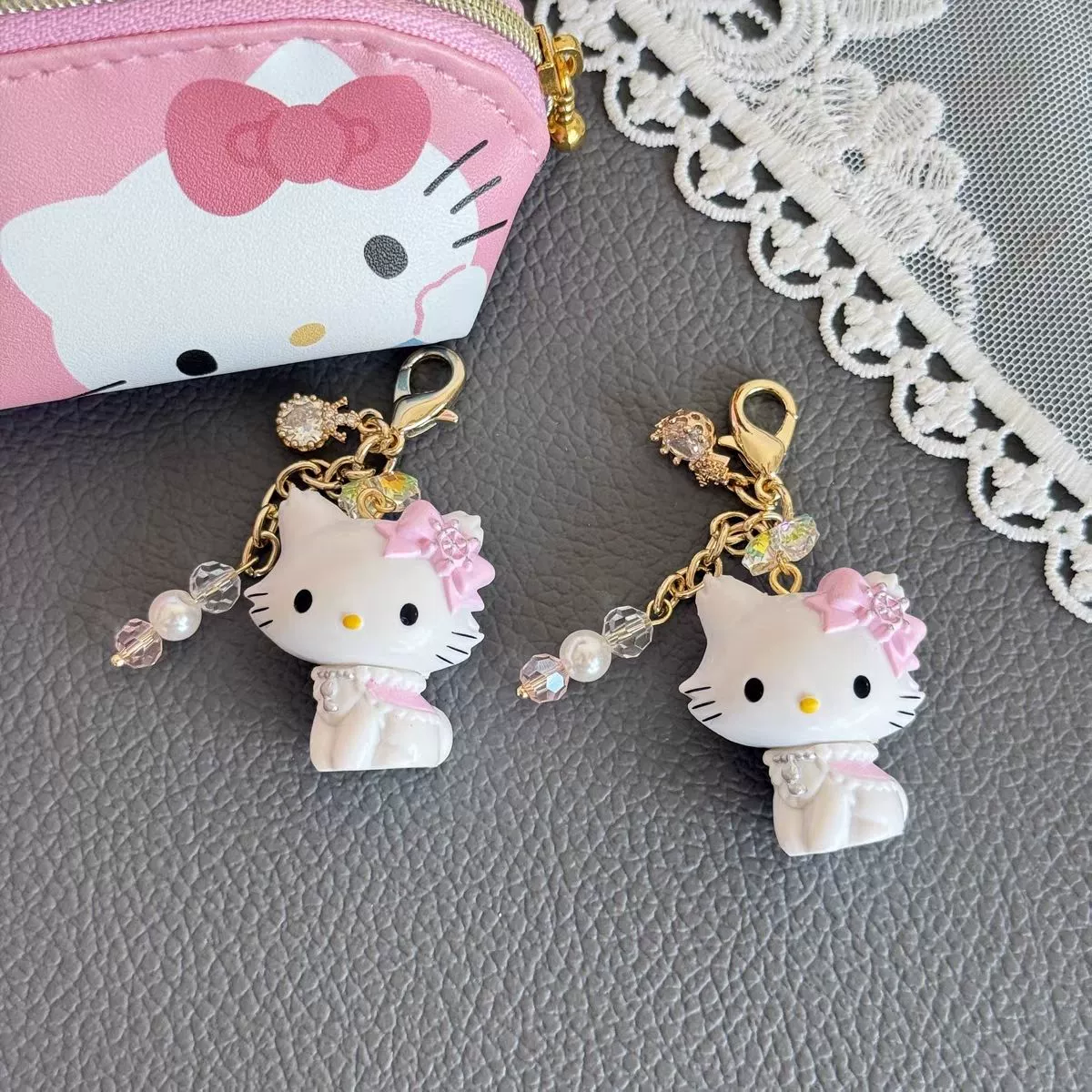 Подвеска-брелок Hello Kitty с молнией и цепочкой, для телефона DIY, королевский котёнок, 5×3×2 см
