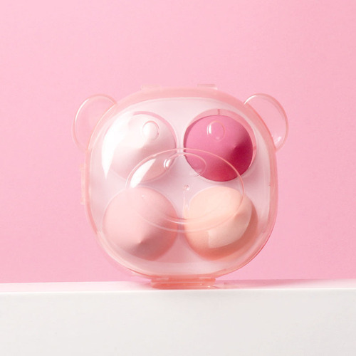 Bear box beauty egg makeup egg super soft set powder puff dry and wet makeup egg wholesale super soft powder puff