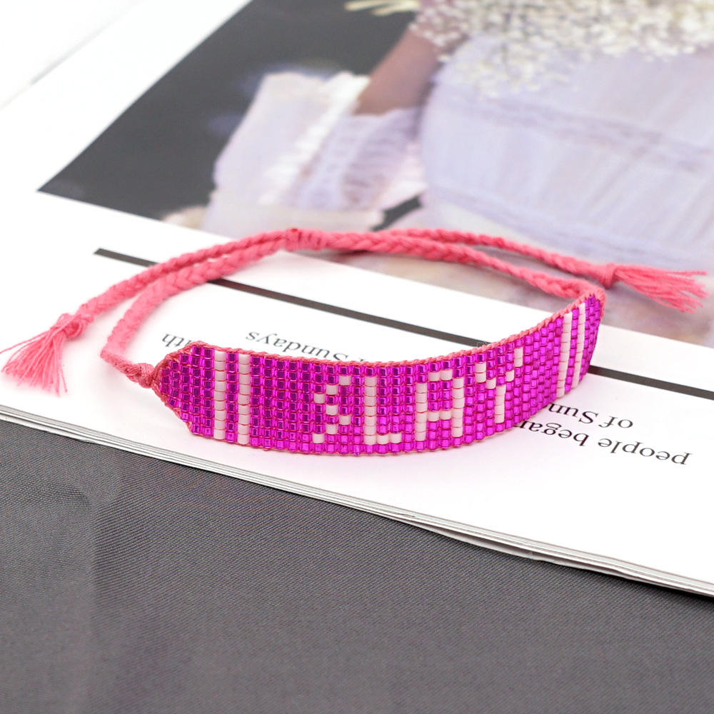 Simple Rose Red Lay Letter Bracelet display picture 3