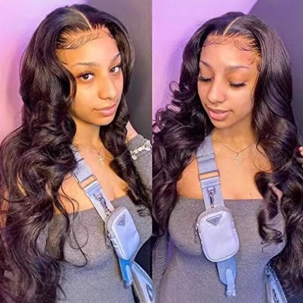 European and American Women's Wigs, Front Lace African Synthetic Long Curly Hair Big Wave Wig, Black Matte Silk