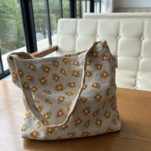 【素希布包】小黄花刺绣帆布腋下包大小号组合女挎包文艺素雅简约