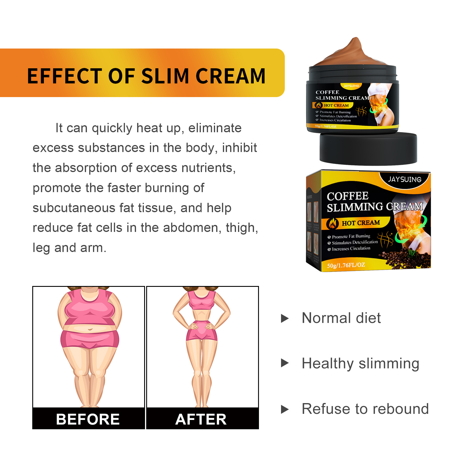 Jaysuing kohviga salendav käetervitusliha suure kõhu massaaži tõstev pingul laisk keha vormiv kreem_voghion.com