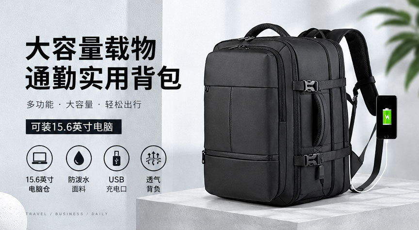 New Style Carry-on Backpack for Men, Multi-functional Expandable Business Backpack, Large Capacity Shoe Compartment, Premium Travel School Bag