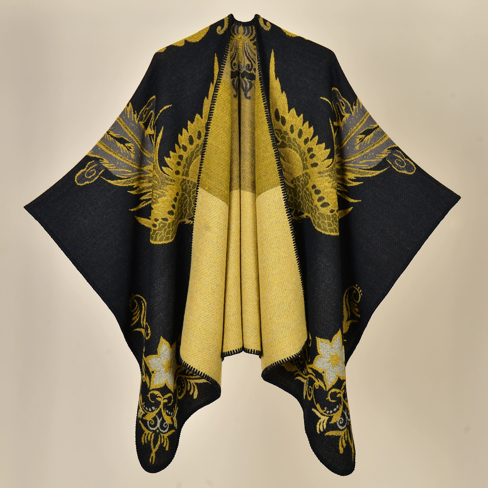 Д Demi-season cloak from Yunnan province for traveling, keep warm cardigan for camping for photo sessions, trench coat, Chinese style