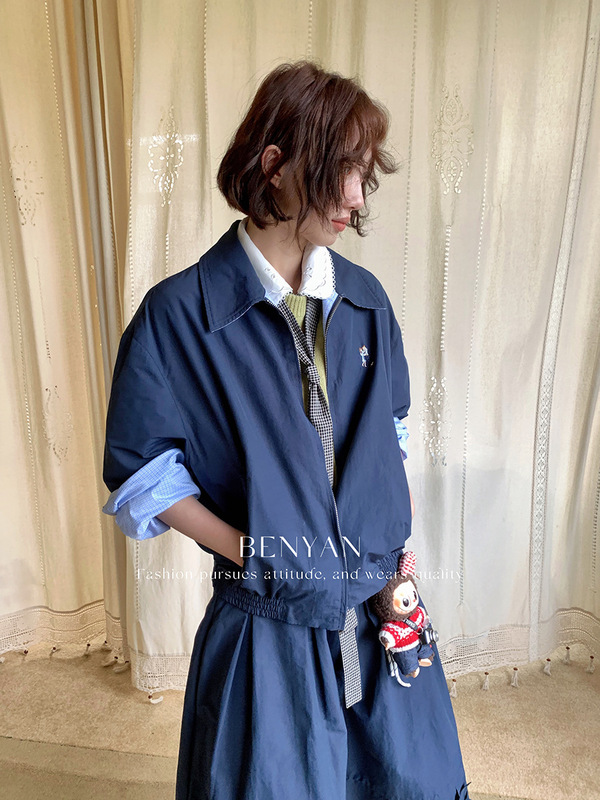 BENYAN本言 法式休闲小众设计高级感刺绣长袖翻领夹克外套女82310|undefined