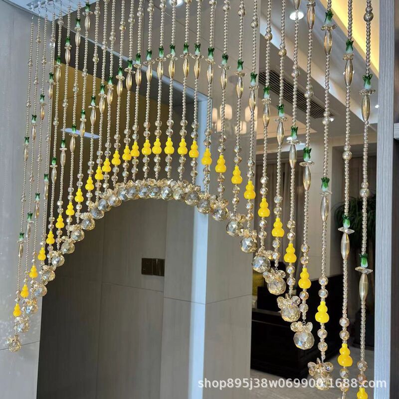 Crystal Bead Curtain Arch Room Hanging Curtain Encrypted Beeswax Gourd Money Tree Screen Curtain Restaurant Indoor Door Hanging Wall