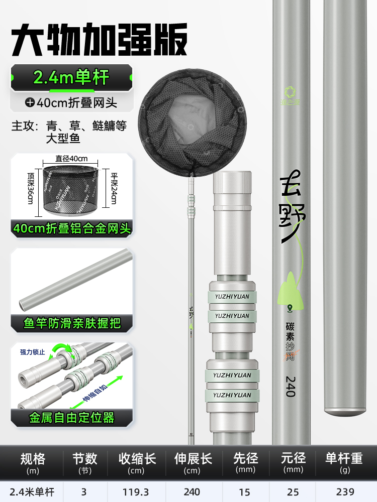 ＜＜【big thing enhanced version】 2.4m + aluminum alloy folding mesh head【stable copy of silver carp and bighead carp】＞＞