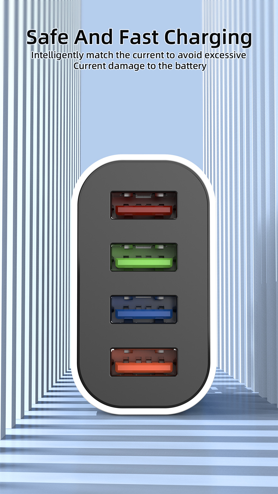 4USB Multiport 5V2.4A Mobilt hurtigopladningshoved Standard rejseoplader_voghion.com