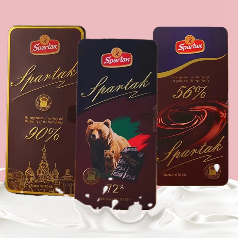 白俄罗斯原装进口斯巴达克精美铁盒礼盒纯可可脂健身黑巧克力72％