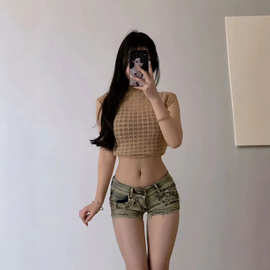 美式辣妹性感低腰牛仔超短裤女2026夏季新款修身显瘦包臀阔腿热裤