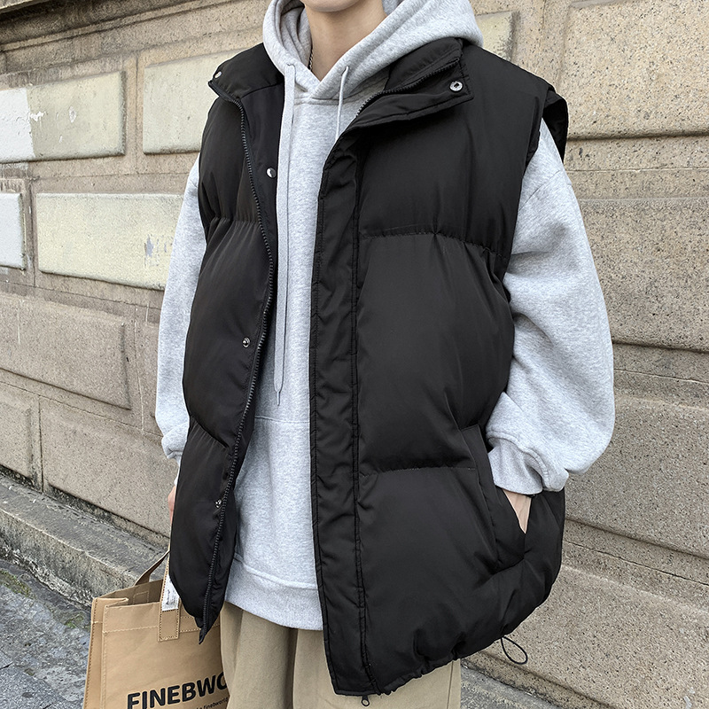 Abajo Chaleco de algodón de los hombres invierno cálido ins marca de moda de color sólido pan abrigo suelto todo fósforo collar chaleco