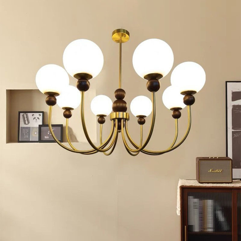 法式中古吊燈魔豆燈美式復古客廳書房南洋衣帽間燈胡桃木臥室燈具