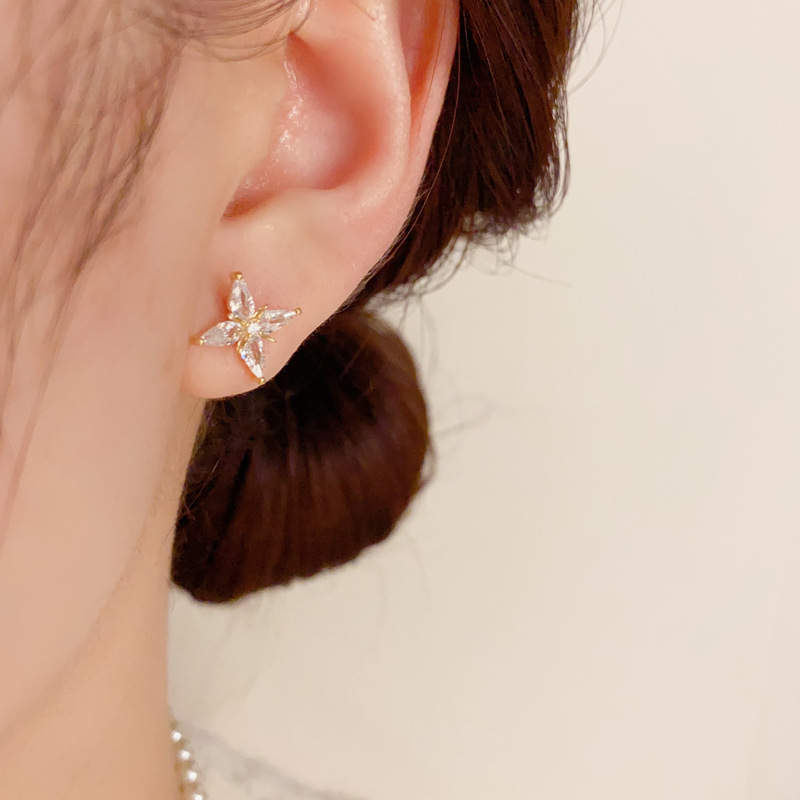 Daily, Street Occasion 1 Set Simple Style Star Copper 14K Gold Plated Ear Studs