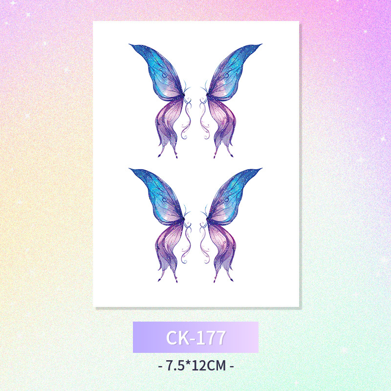 Glitter mariposa cara pegatinas tatuaje pegatinas hadas lavable impermeable de larga duración lindo unicornio ciervo Luna Estrella Planeta