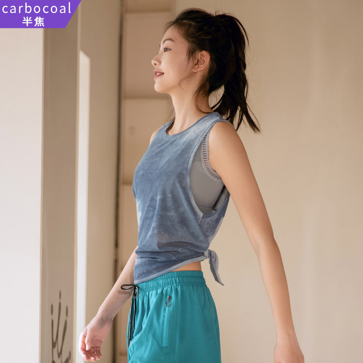 Cross-border new mesh breathable sports blouse women's running fitness quick-drying T-shirt sleeveless vest yoga clothes top