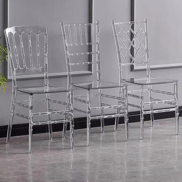 水晶透明椅子酒店婚庆商用竹节椅拿破仑户外婚宴宴会亚克力水晶椅