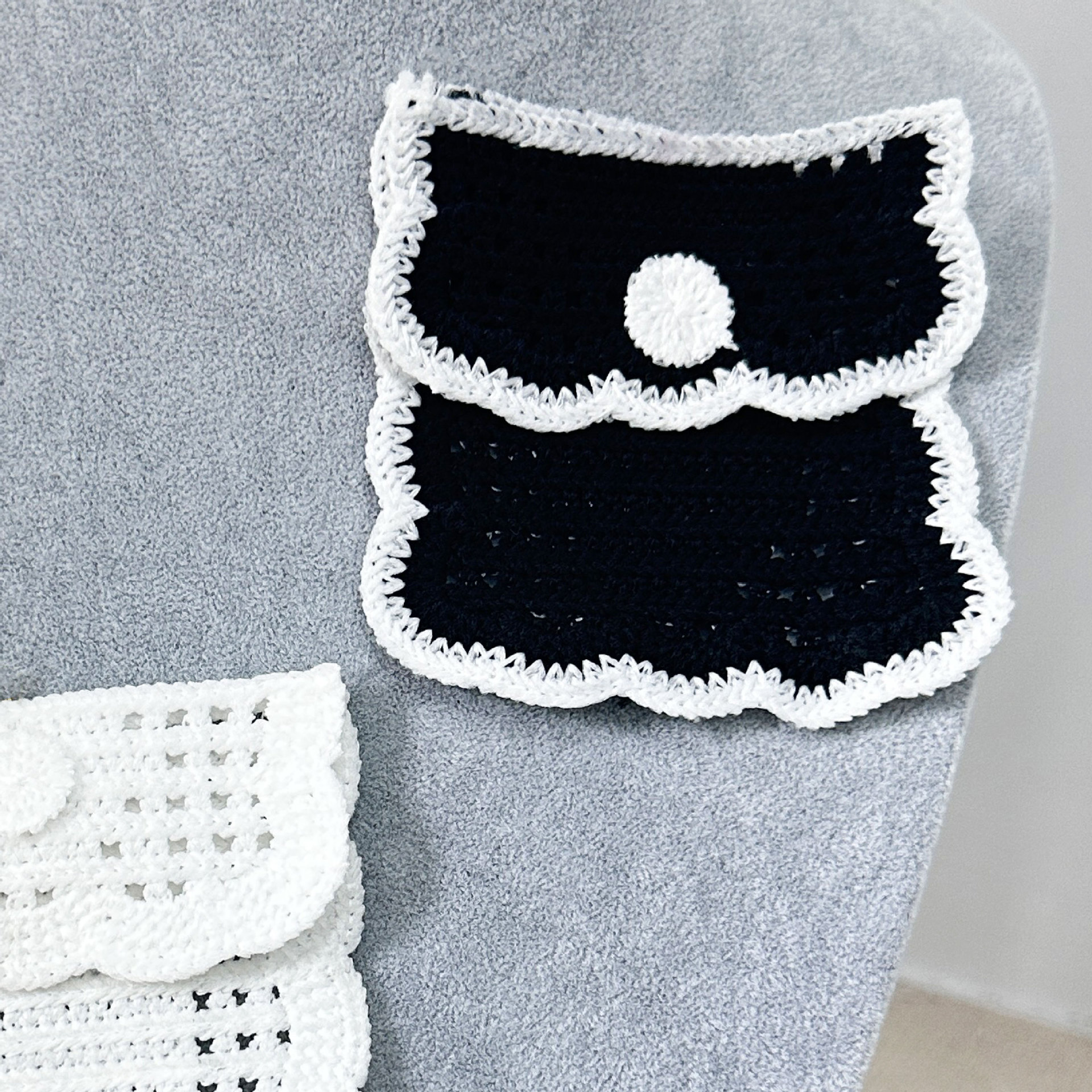 Nuevo plegable pequeño viento de bolsillo de tela pegada encaje blanco y negro bordado diy accesorios de ropa hecha a mano image 8