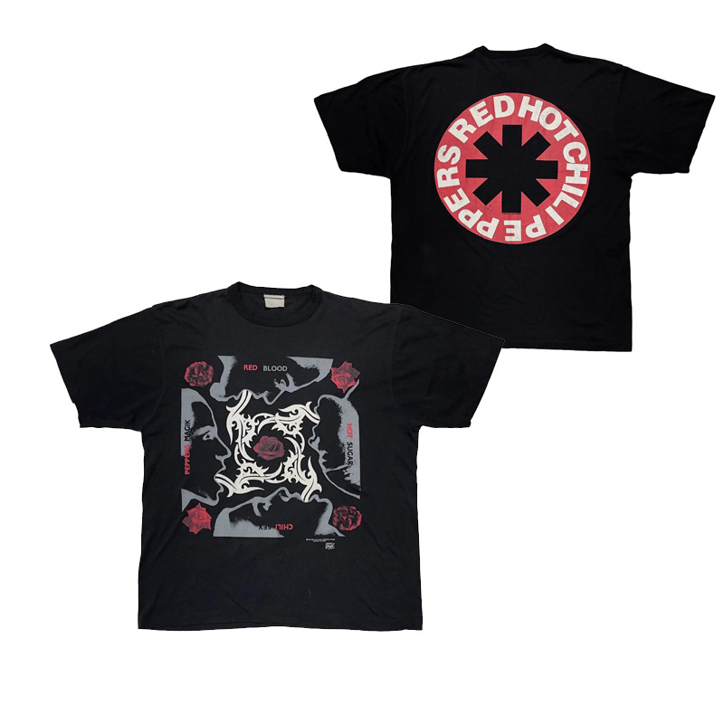 赤唐辛子バンドロックRed Hot Chili Peppersアメリカンレトロヴィンテージメンズtシャツ