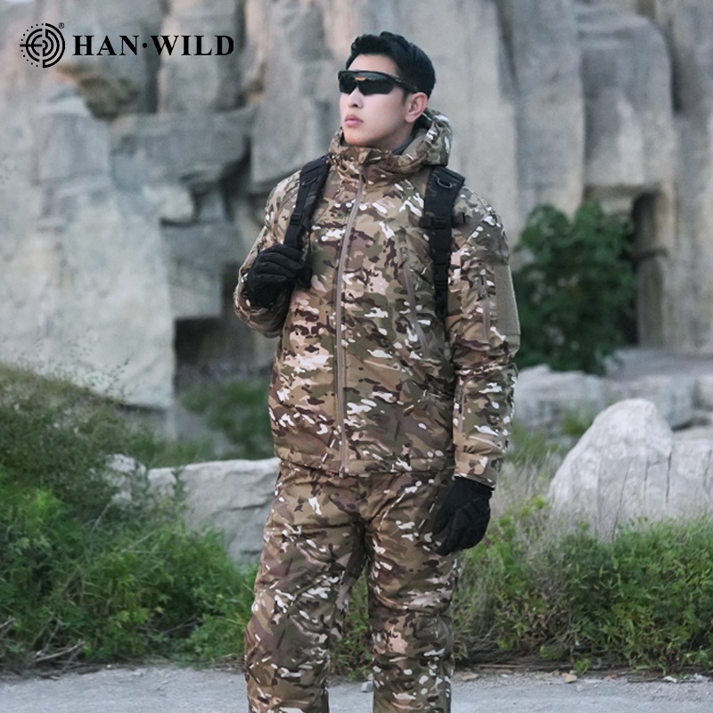 Hanye Outdoor 3.0 Cotton Jacket for Men and Women, Autumn and Winter, Fleece-Lined, Thickened, Windproof, Camouflage Tactical Mountaineering Suit