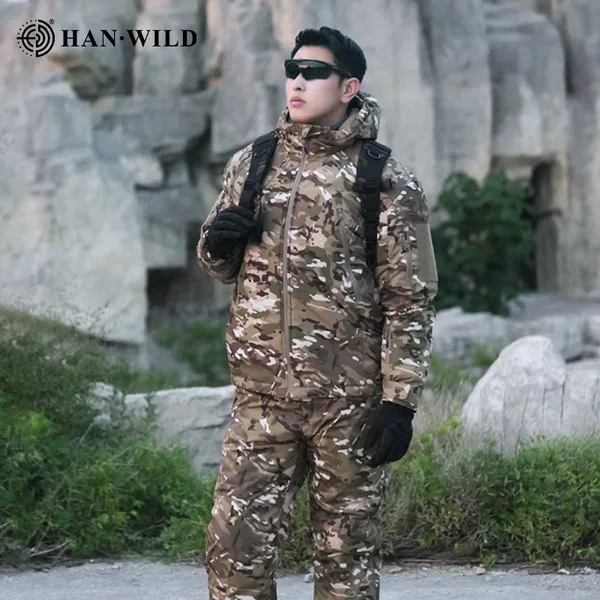 Hanye Outdoor 3.0 Cotton Jacket for Men and Women, Autumn and Winter, Fleece-Lined, Thickened, Windproof, Camouflage Tactical Mountaineering Suit