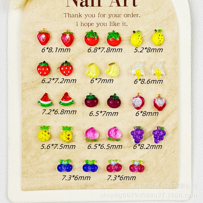 Summer Fresh Mini Fruit Strawberry Watermelon Banana Nail Art Accessories Ice Transparent Luminous Earrings Wearable Nail Decoration
