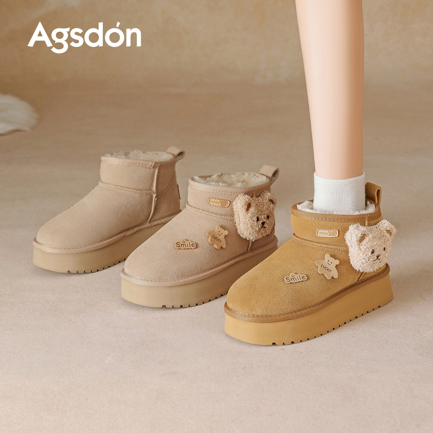 Botas de nieve de fondo grueso para mujeres 2025 nuevas botas de invierno de lana gruesa lindas botas cortas botas de algodón burken