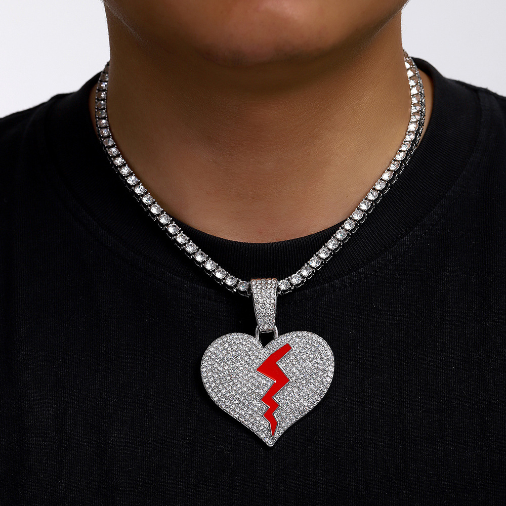 Calle Hip-Hop personalidad rompió rompiendo amor colgante cadena HIPHOP 15mm hebilla de reloj cadena cubana hombre