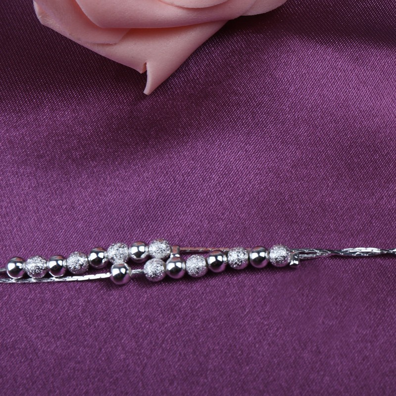 Korean Style Silver Plated Rotating Bead Anklet With Pearls_voghion.com