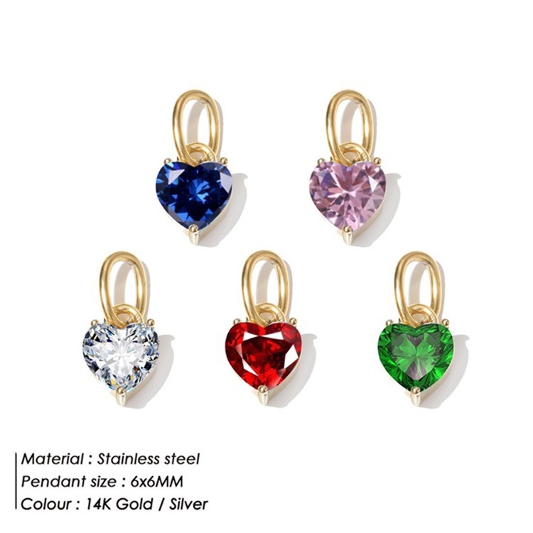 14K Gold Plated Plating Material 1 Piece 316 Stainless Steel  Zircon 14K Gold Plated Heart Shape Pendant