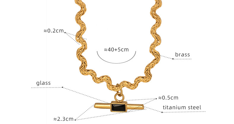 14g Weight PVD Coated Gold Plating Process Ig Style Simple Style Geometric Titanium Steel Brass Plating Inlay Glass Pendant Necklace