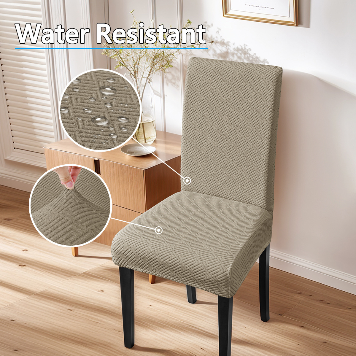 Nueva funda de silla de laberinto impermeable jacquard elástico de Amazon, funda de silla de respaldo alto universal de color sólido