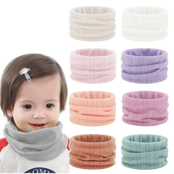 2025 Cross-Border Kidsren's Double-Sided Pure Color Wheat Ears Autumn and Winter Style Infant Kidsren's Warm Neck Scarf for Boys and Girls Knitted Neck Protector