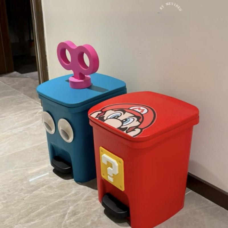 Big-eyed cute Mario trash can living room kitchen bathroom room housewarming decorations